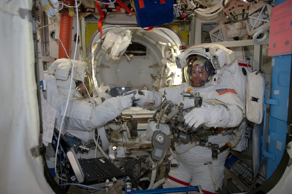 NASA astronauts accomplish power upgrade spacewalk