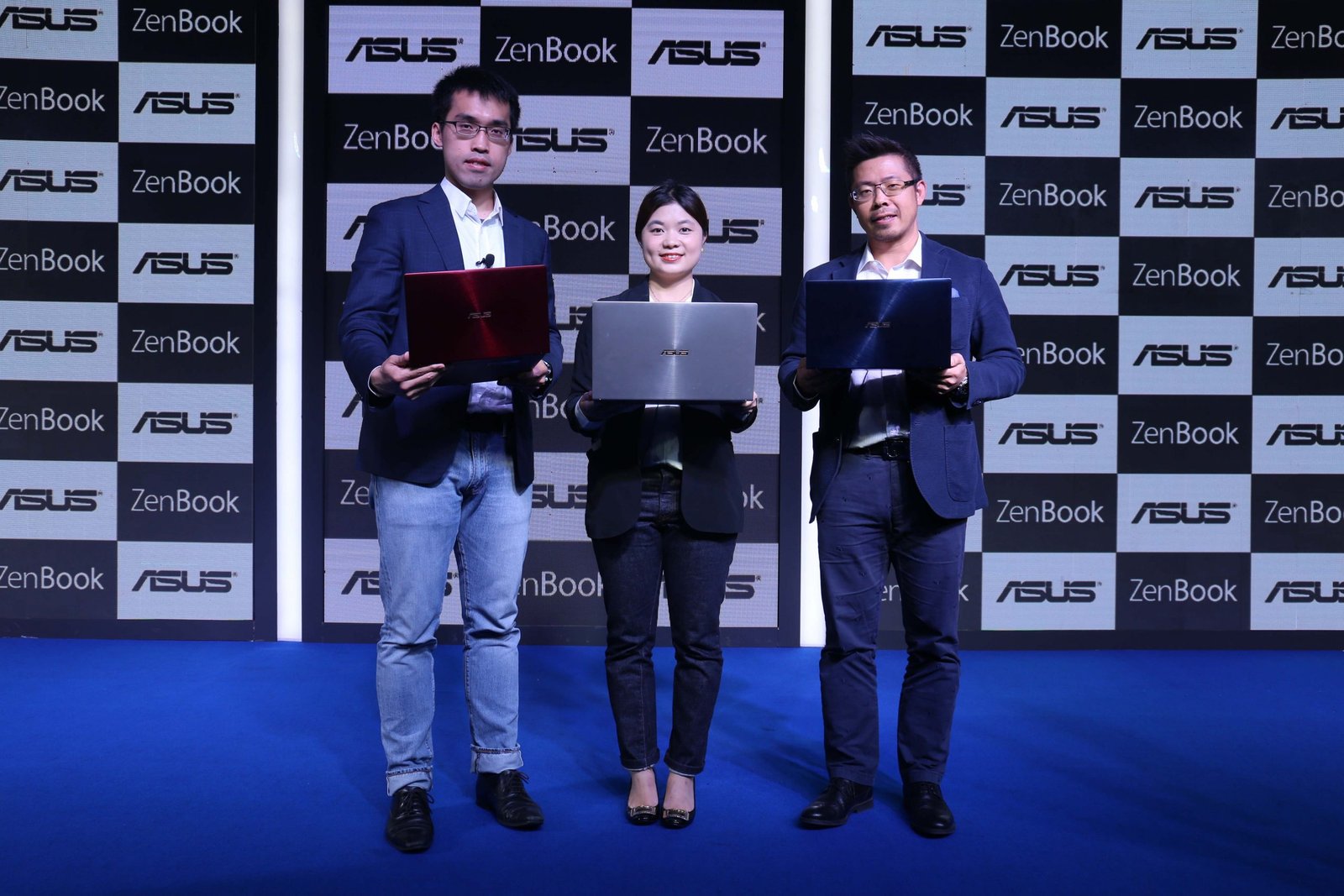 Photo Caption Left to Right Mr. Arnold Su ROG PC Head of ASUS India Ms. Leila Lin Country Product Manager of Asus India Mr. Leon Yu Country Head Asus India scaled