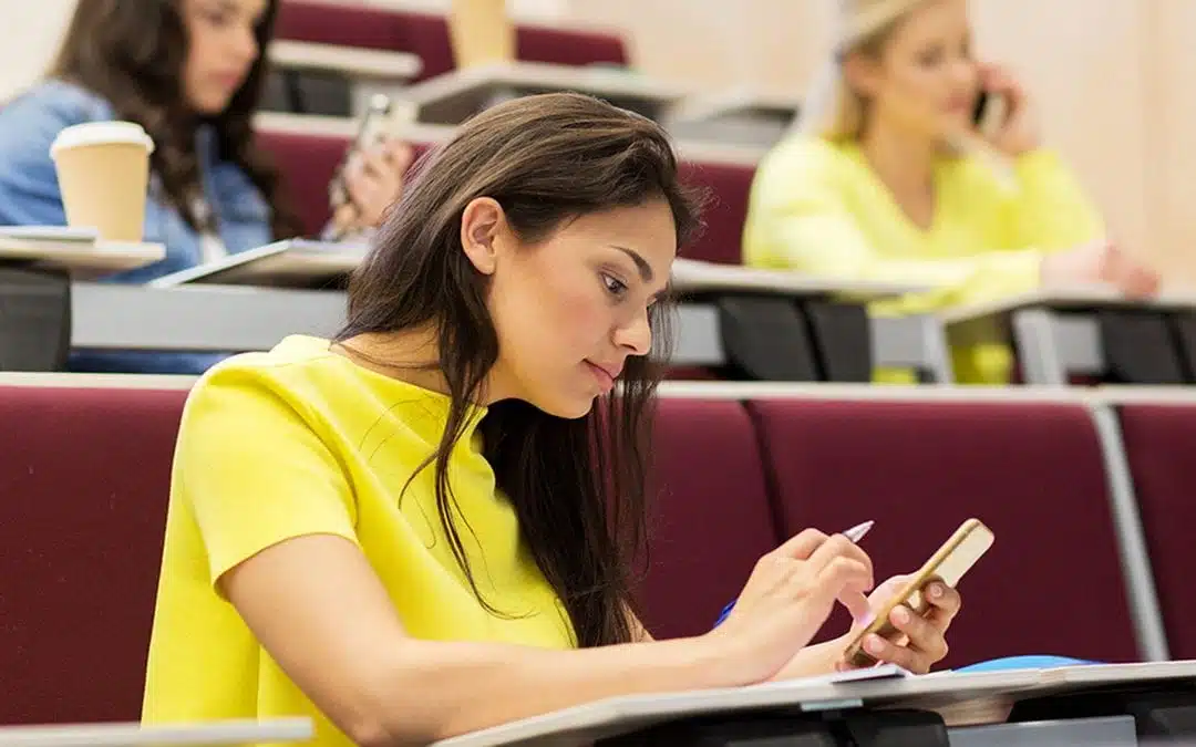 student using phone