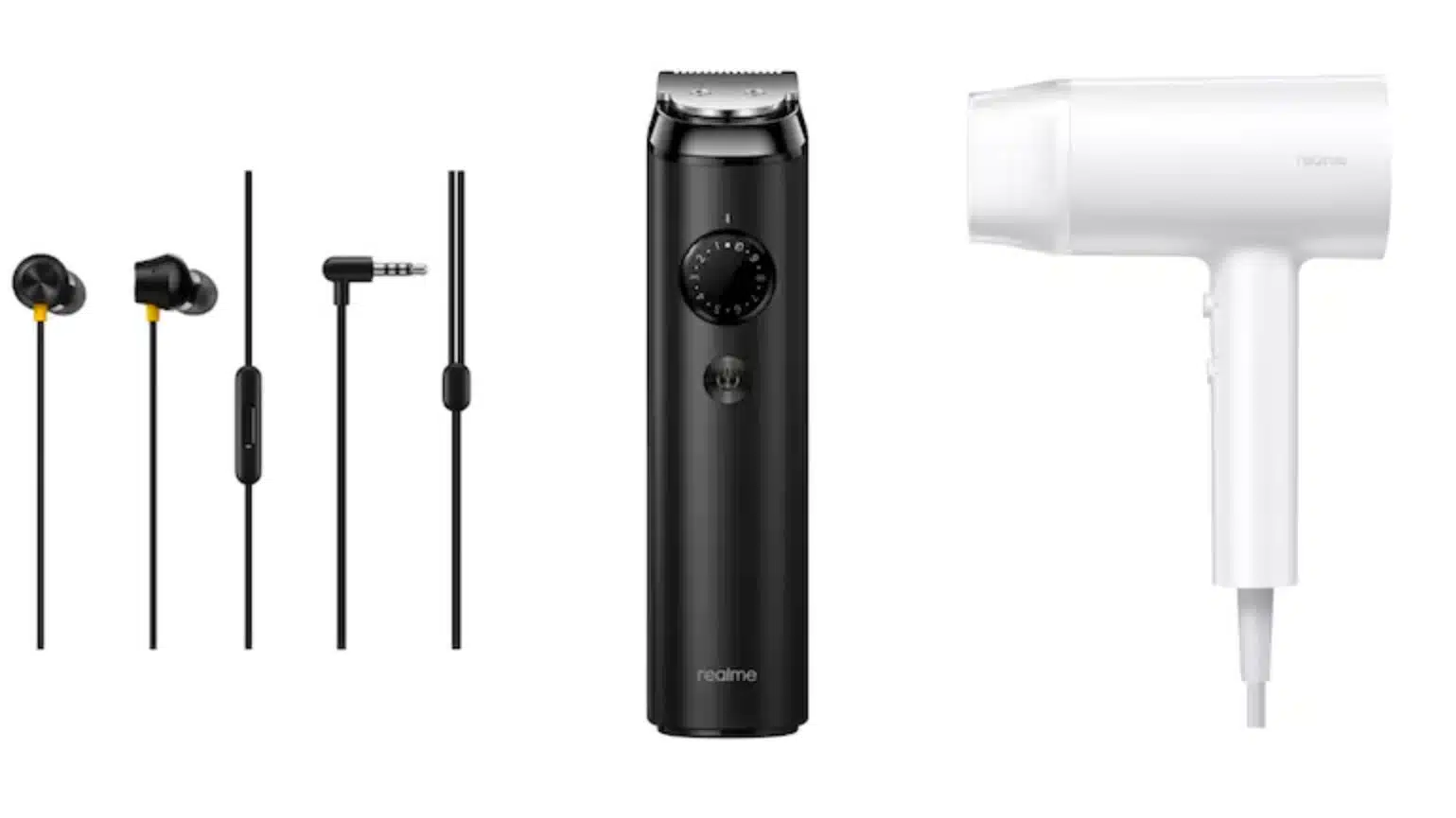 realme beard trimmer hairdryer earplug
