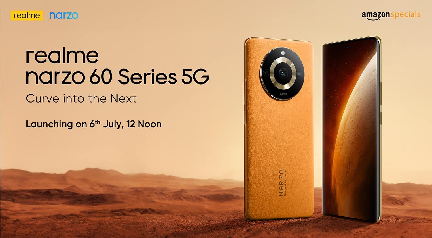 realme announces the pre-booking for realme narzo 60 Series 5G starting 6th July from 1 PM onwards on Amazon.in and realme.com