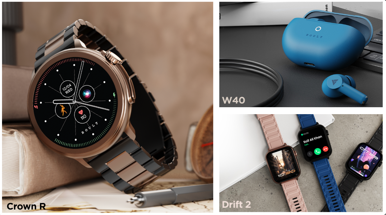 BOULT Unveils a Revolutionary Lineup: Introducing the Crown R & Drift 2 Smartwatches, Alongside the Power-Packed W40 TWS