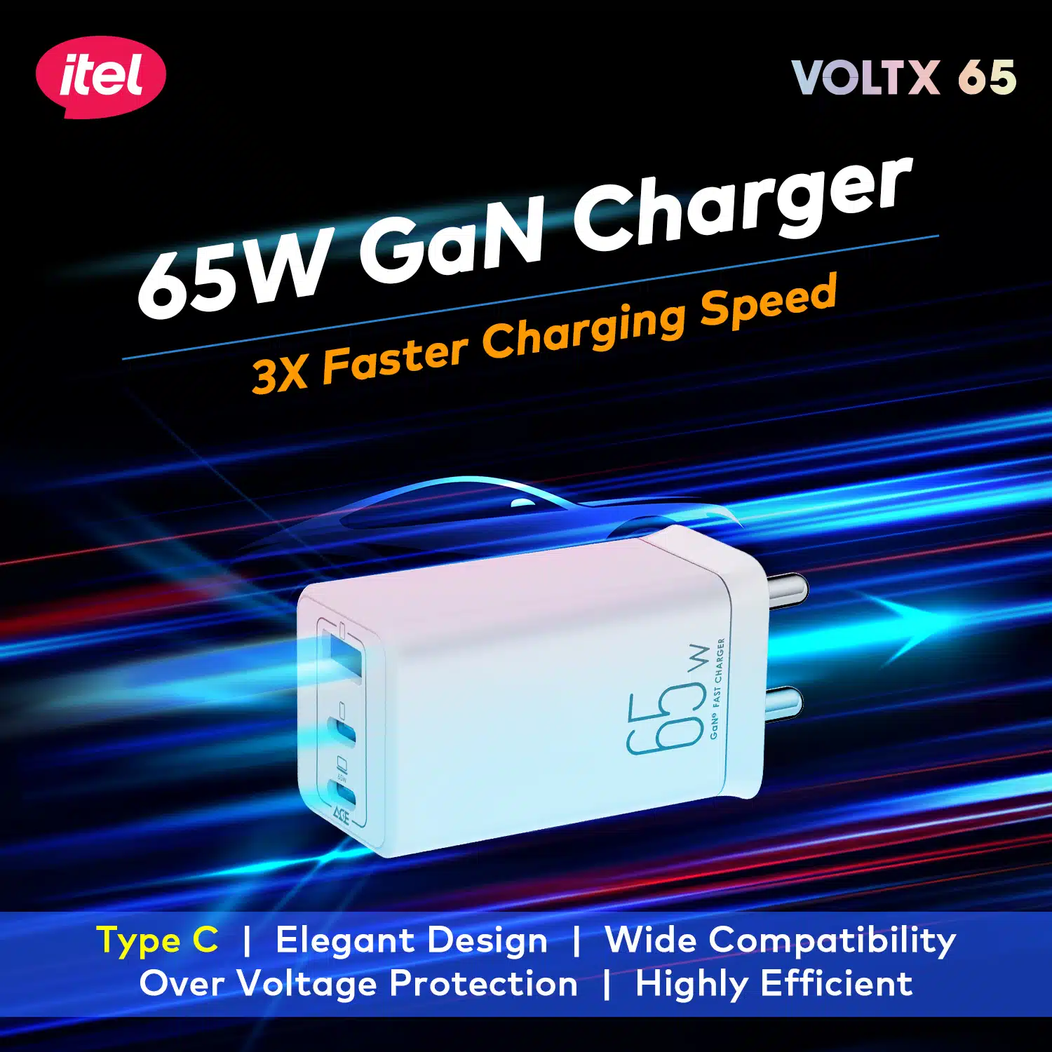 itel Launches VOLTX 65W Fast Charger in India