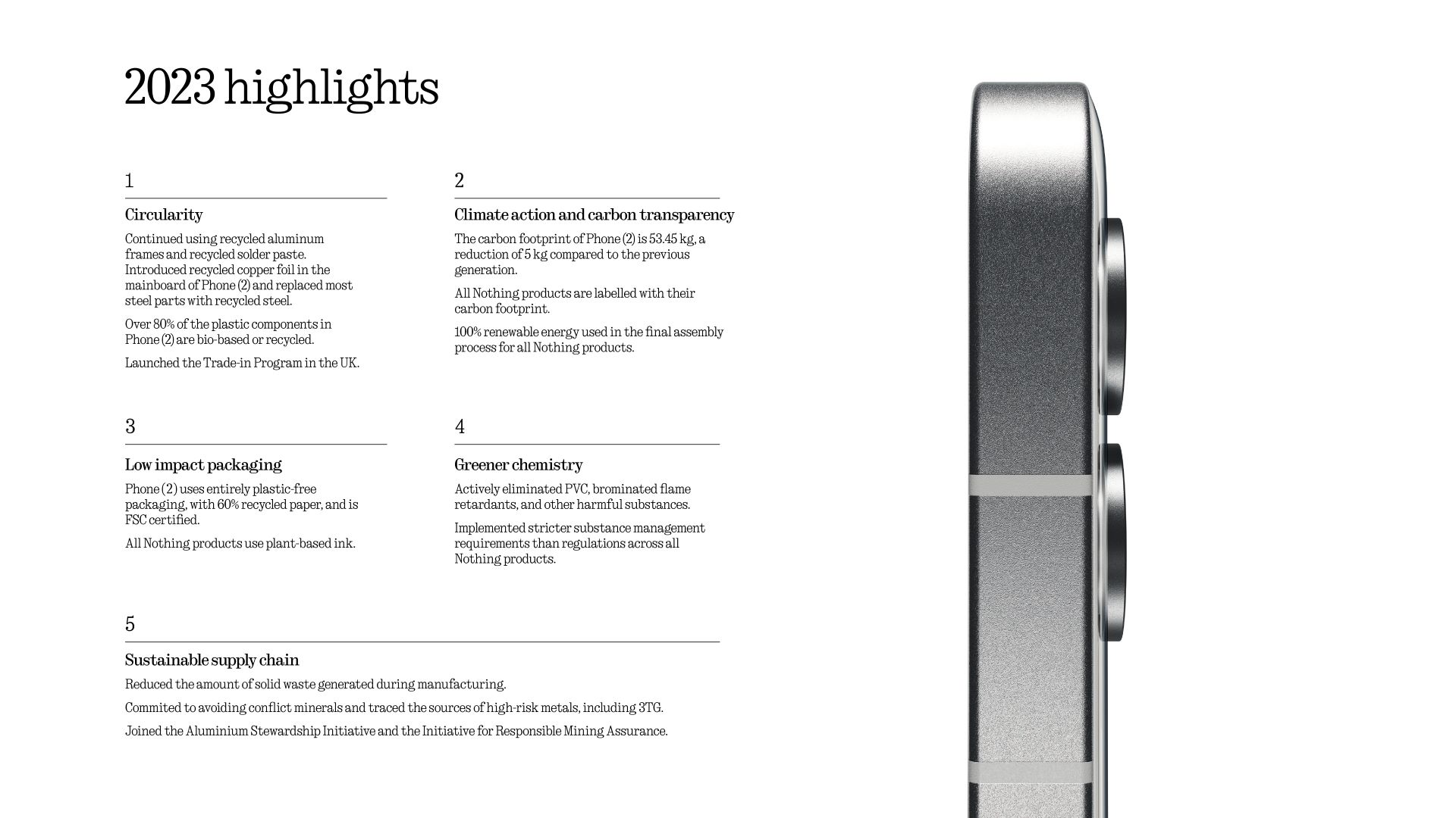 Phone (2a) Advances in Eco-friendly Manufacturing and Reduced Carbon Footprint