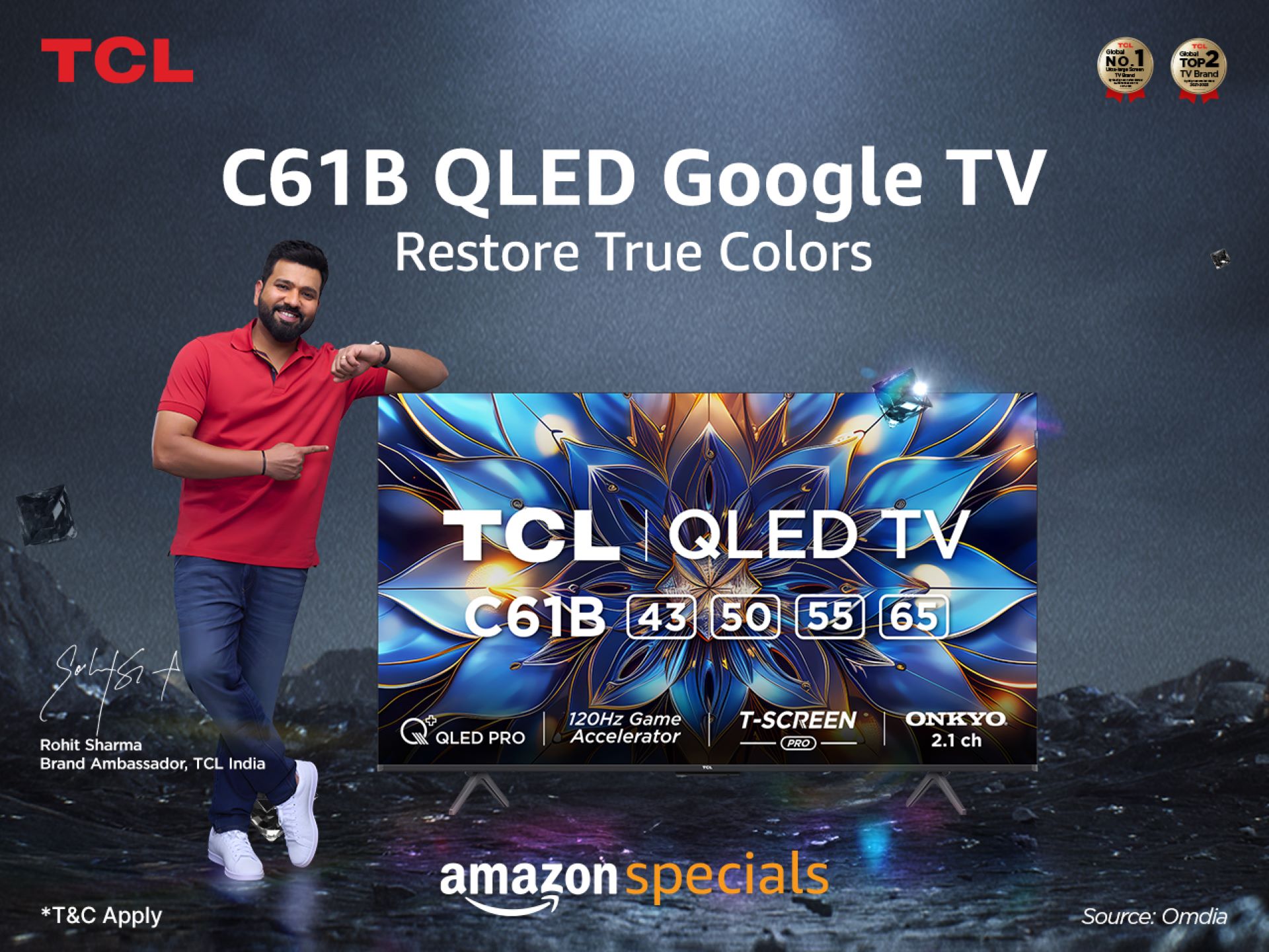 CL launches its new 4K QLED Google TV - C61B on Amazon June 2024 TCL a leading consumer electronics brand and one of the dominant players in the global TV industry has achieved a breakthrough in visual excellence by launching its new 4K QLED Google TV - C61B. Integrated with QLED pro and T-Screen Pro technology, this visual masterpiece is designed to deliver a redefined home entertainment experience. The QLED Google TV is available in different screen sizes - 65”,55”,50”,43” to meet the diverse needs of consumers.  It boasts a slim and uni-body design that turns the home into a captivating masterpiece and meets the preferences of modern consumers, seeking compact yet advanced models to augment their room interiors. The prices start at INR 34,990 and go up to INR 76,990. It is available to purchase from the leading E-commerce marketplace, Amazon with lucrative discounts and offers. Delighted with the launch, Philip Xia, General Manager of TCL India said, “We are thrilled with the latest innovation in home entertainment experience. With C61B, we are looking forward to a redefined viewing experience with cutting-edge technology and user-centric features. Keeping up with the pace of the evolving digital world, our latest offering can set new standards for the industry.” C61B for sustainable visual excellence Integrated with innovative and technologically powerful features, the new model C61B offers stunning colour accuracy and colour balance for an immersive viewing experience. It is equipped with QLED Pro technology to offer unmatched brilliance and depth to exhibit vivid visuals. Its brand-new quaternary quantum crystal material ensures effective light emission that ultimately promises no fading for 100,000 hours.    Furthermore, the new model is integrated with T-Screen Pro technology that promises 5X higher contrast to its viewers and brings more details to attention. Additionally, it has a wide viewing angle of ＞178° with no halo and anti-glare technology to achieve the highest visual excellence.  C61B Smart Google TV with ONKYO 2.1ch Subwoofer Being one of the most trusted brands in the global TV market, TCL is continuing to make a significant leap in delivering smart experiences. The new 4K QLED TV is integrated with Google TV allows customers to discover their favorite OTT content, use Hey Google, Google Meet, and Google Kids for filtered content, and make a Google Watchlist.  Furthermore, TCL has also embedded an ONKYO 2.1ch Subwoofer that elevates the home theatre experience with DTS VirtualX for virtualized 3D sound and Dolby ATMOS for theatrical sound enjoyment. Apart from this, gaming enthusiasts can unleash their true gaming potential with a 120Hz game accelerator and game master. Further, Dolby Vision amplifies their gaming experience with more enhanced visuals.  TCL has extended the storage space in C61B to 32GB which is 2X than the industry standard of 16 GB storage. Furthermore, keeping up with its customer-centricity, the company has also committed to ensure eye care through a multi-pronged approach - flicker-free screen, low blue light and natural light optimization.