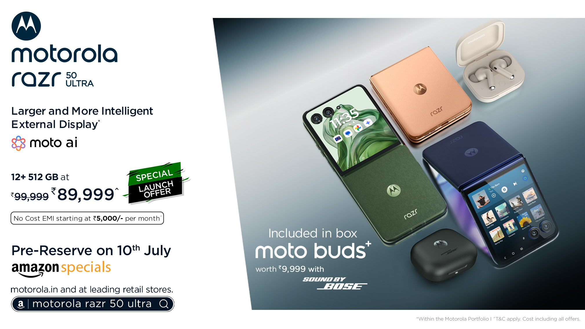 Motorola razr 50 ultra Launches in India Largest External Display, Gemini AI, & More