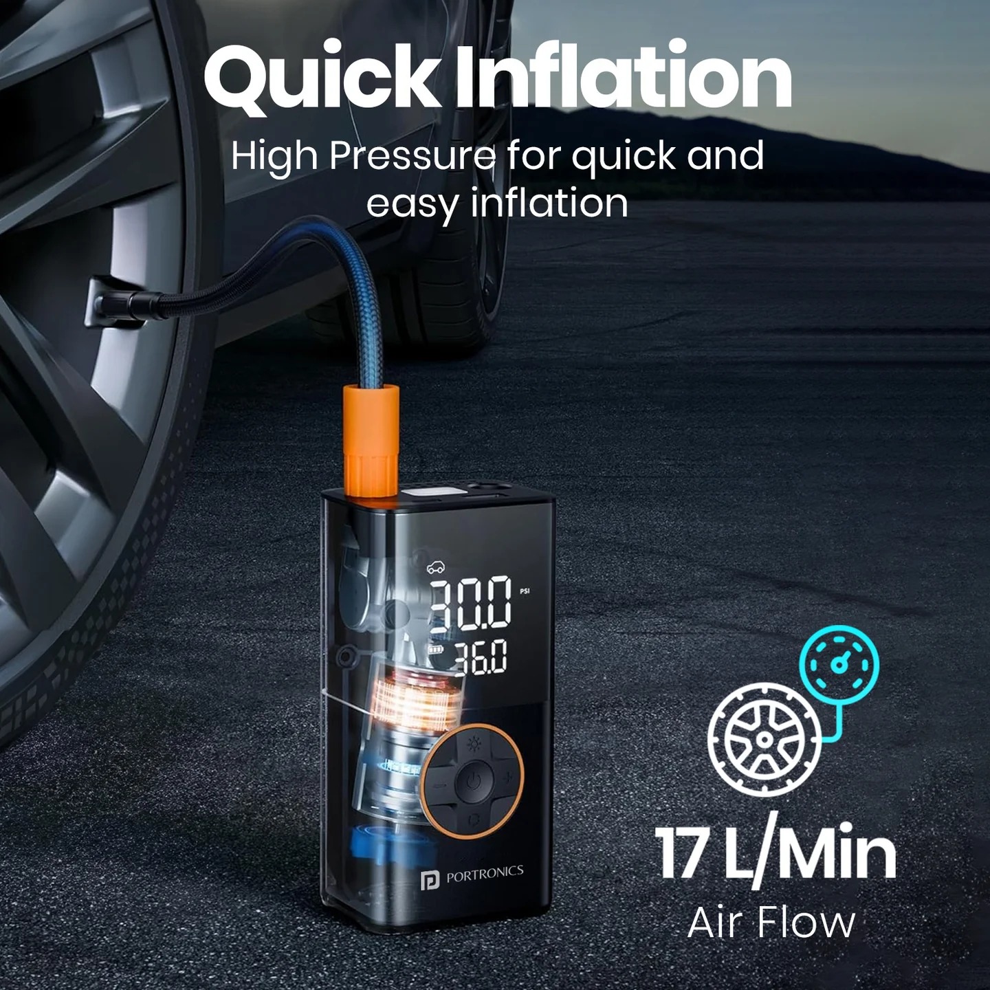 Portronics Vayu 3.0: A Portable Tyre Inflator for Roadside Emergencies 1 Portronics Vayu 3.0: A Portable Tyre Inflator for Roadside Emergencies