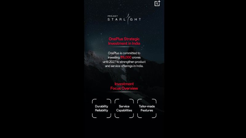 OnePlus Launches Project Starlight, Pledges ₹2,000 Crores Annual Investment to Strengthen India Operations 1 OnePlus Launches Project Starlight, Pledges ₹2,000 Crores Annual Investment to Strengthen India Operations