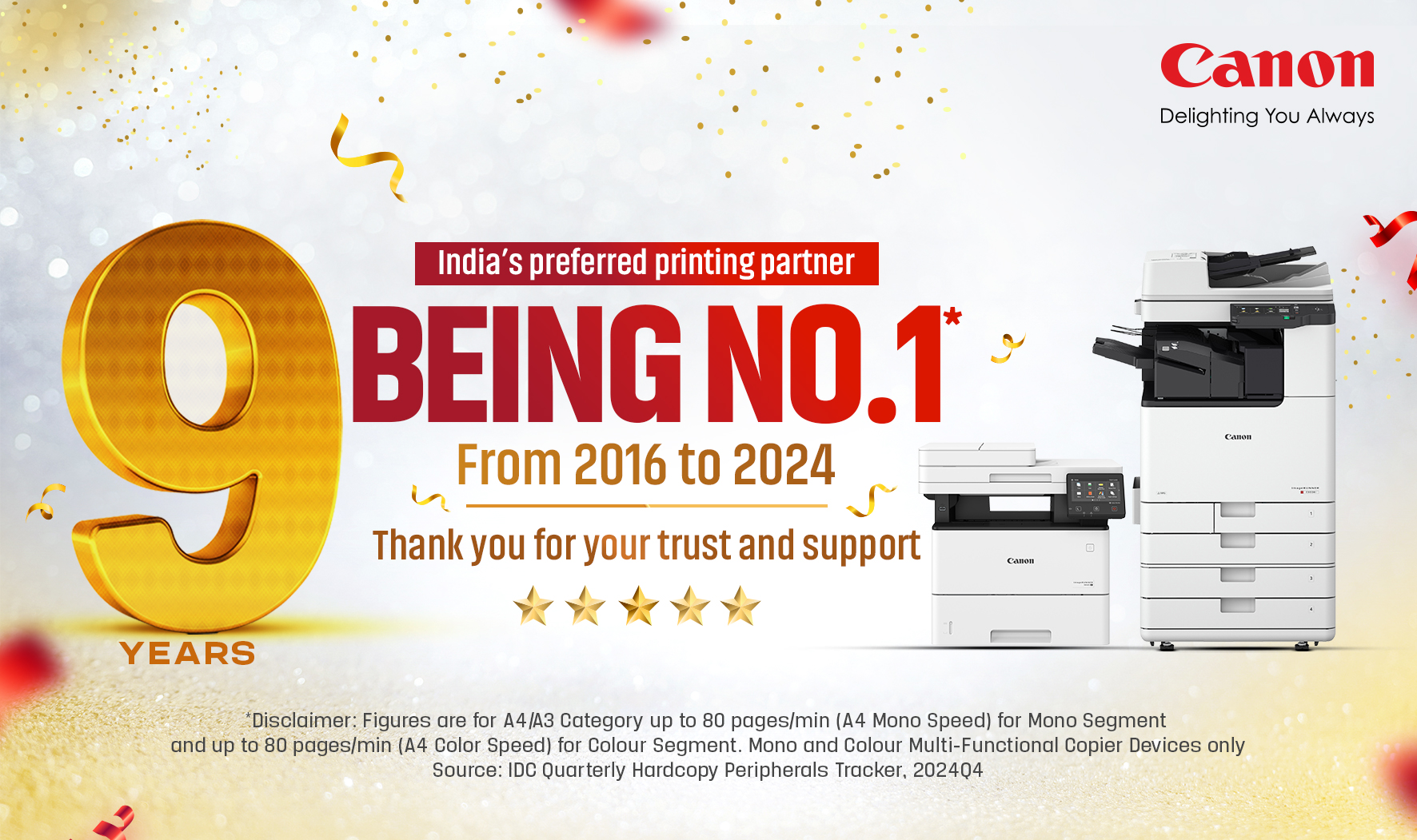 Canon India Holds Top Spot in Laser MFD Market for Ninth Consecutive Year