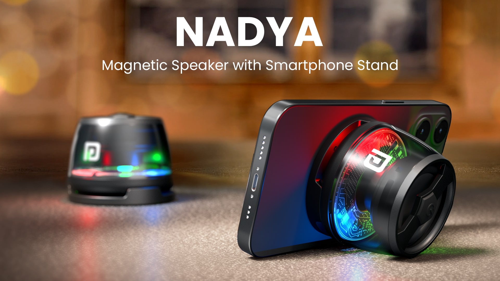 Portronics Launches Nadya - A Compact LED Magnetic Speaker that Doubles as a Phone Stand