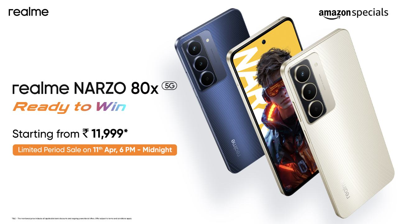 Realme Narzo 80 Pro 5G & 80x 5G launched with powerful chipsets, impressive displays, and long-lasting batteries, starting at INR 17,999 and INR 11,999. First sale on April 15th.