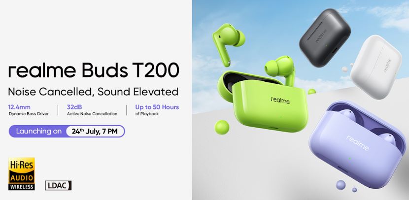 realme Buds T200 Launching July 24 with realme 15 Series