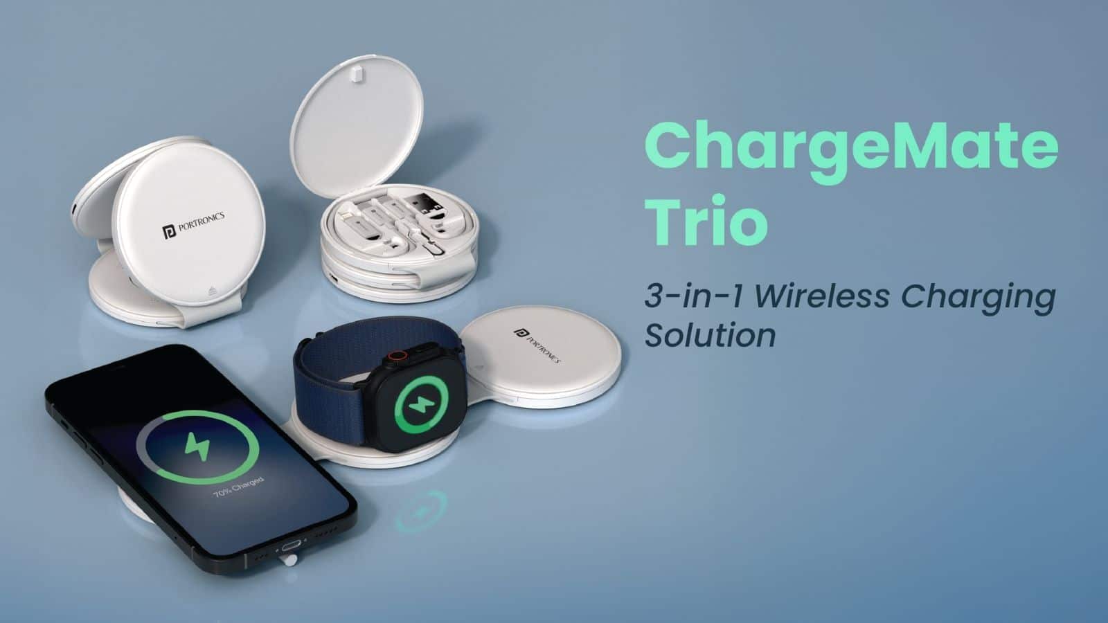 Portronics launches ChargeMate Trio, a wireless charger and travel kit