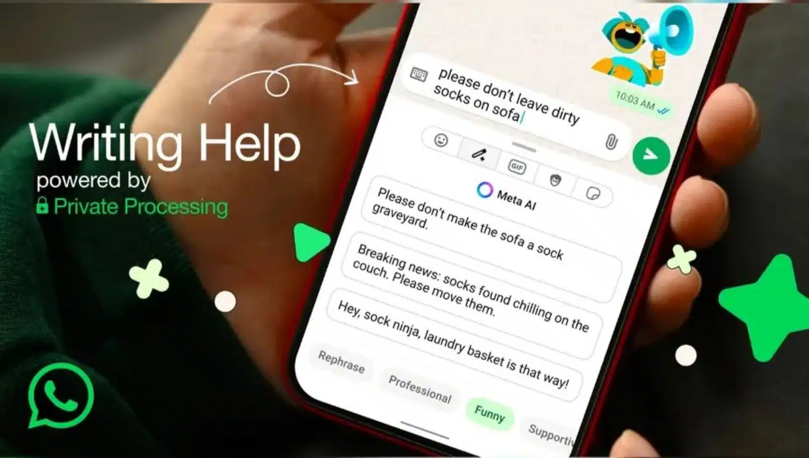 WhatsApp offers AI writing help that stays private