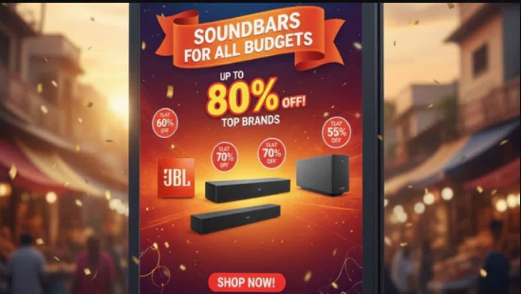 Amazon Great Indian Festival Offers Up to 80% Off on Soundbars from JBL, Sony