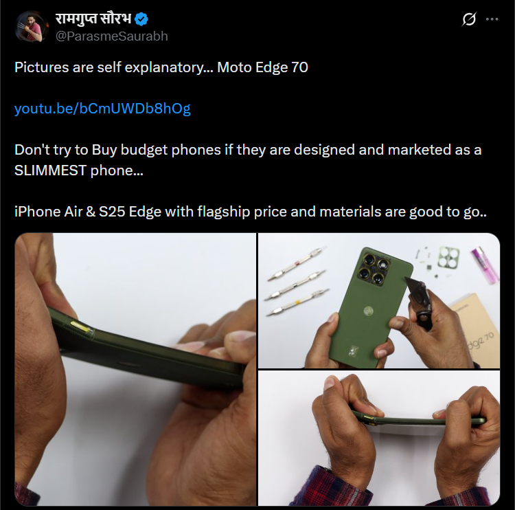 Moto Edge 70 The World’s Thinnest Phone has Some Serious Build Quality Issues