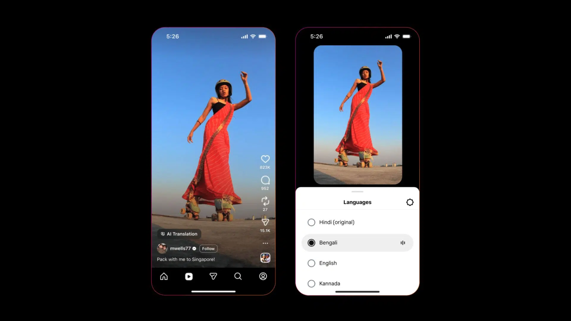 Instagram Rolls Out Meta AI Dubbing for Reels in Five New Indian Languages