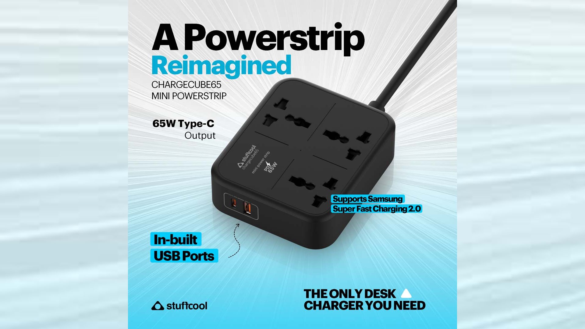 Stuffcool Launches ChargeCube 65W: A Compact Powerstrip With Built-In GaN Fast Charging