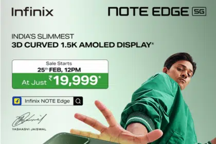 Infinix NOTE EDGE to Go on Sale Tomorrow at a Special Launch Price of ₹19,999* and Special Offers Exclusive Flipkart sale for the Infinix Note EDGE starts 25th February 2025 Users purchasing the NOTE EDGE before March 25th can avail special benefits and additional offers New Delhi, February 24, 2026: Infinix, a new-age smartphone brand, is all set to open sales for its newly launched, the Infinix NOTE EDGE on Flipkart, brand website and offline stores starting 25th February, at a starting price of INR19,999 (including offers). The NOTE EDGE packs “All Round Power”, blending a premium design, 1.5K 3D curved AMOLED display, 6,500 mAh battery and AI packed XOS 16 running on Android 16, all packed in the segment’s slimmest design at just 7.2mm. Built for users who love multimedia, the device comes with a 1.5K 3D curved AMOLED display, 4500 nits peak brightness, TÜV certification for low blue light, JBL-engineered dual stereo speakers with Hi-Res Audio. NOTE EDGE gets the Active Halo Lighting, One Tap AI Button with support for 30+ apps, all powered by the latest XOS 16. XOS 16 further takes personalization to another level with a plethora of wallpaper options to choose from, including anime style wallpapers, AI generated portraits, resizable clock, icons, and depth effect extending to the home screen. NOTE EDGE packs a big 6500mAh battery with 45W All-Round FastCharge, bypass charging, unique self-healing battery technology and 6 year battery endurance retaining over 80% capacity even after 2,300 charge cycles. The Infinix NOTE EDGE will be available in three memory variants, 6GB+128GB, 8GB+128GB, and 8GB+256GB, priced at INR 21,999, INR 23,999, and INR 25,999. The NOTE EDGE will be available in Lunar Titanium, Stellar Blue, and Silk Green. Offers: Bank Offers: SBI and ICICI bank card holders can avail instant bank discounts of up to ₹2,000 on SBI and ICICI Bank cards. No-Cost EMI starts at ₹1,999/- Special Offers: As part of the special launch offers, buyers will receive a one-time screen replacement within six months from the date of purchase and a one-year extended warranty from the date of purchase. These offers are valid on eligible devices activated on or before 25th March 2026 Jio Offers: Jio users also get FREE Google Gemini Pro Subscription for 18 Months with access to advanced AI (Gemini 3), 2TB Cloud Storage, AI Image & Video Creation Tools, enhanced research & productivity tools. T&C apply- offers valid for limited period only, applicable for customers recharging on ₹349 and above Jio Unlimited 5G plans