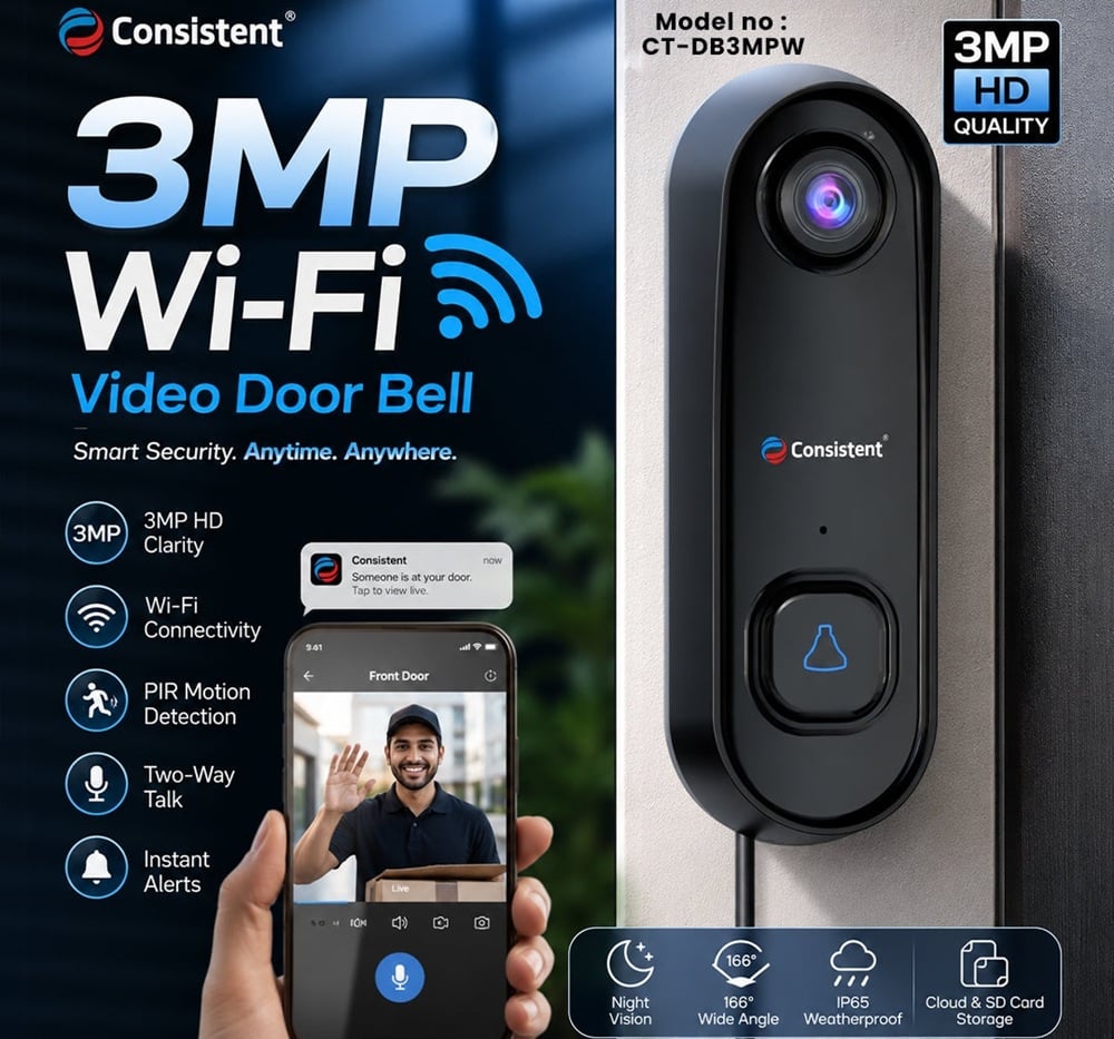 Consistent Infosystems Launches 3MP Wi-Fi Video Doorbell