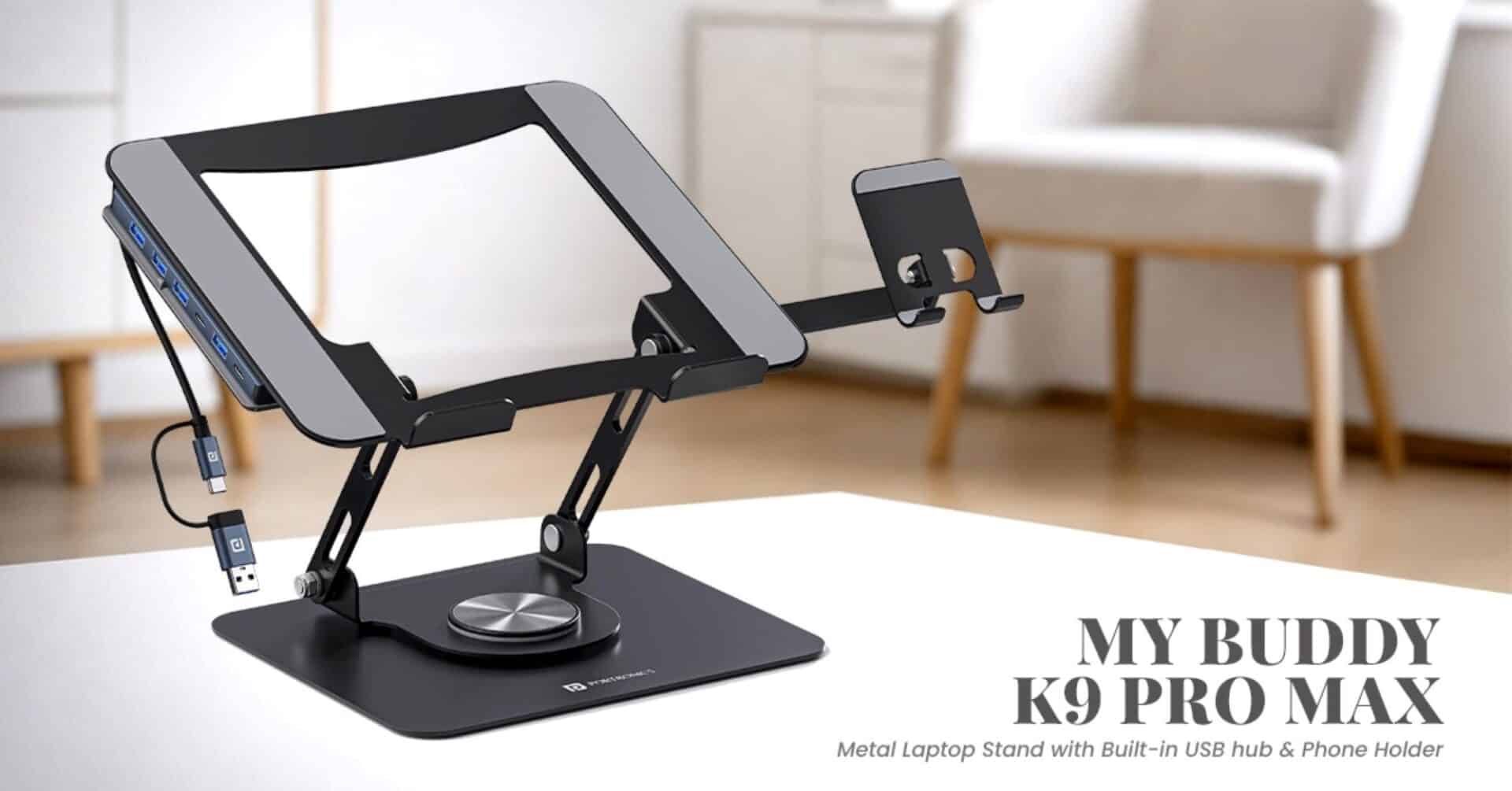 Portronics launches My Buddy K9 Pro Max laptop stand with USB hub in India 1 Portronics launches My Buddy K9 Pro Max laptop stand with USB hub in India
