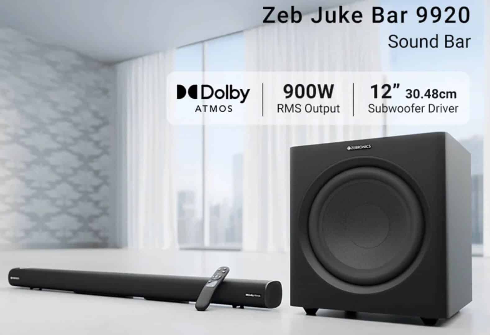 Zebronics launches Juke Bar 9920 soundbar with 900W output and Dolby Atmos