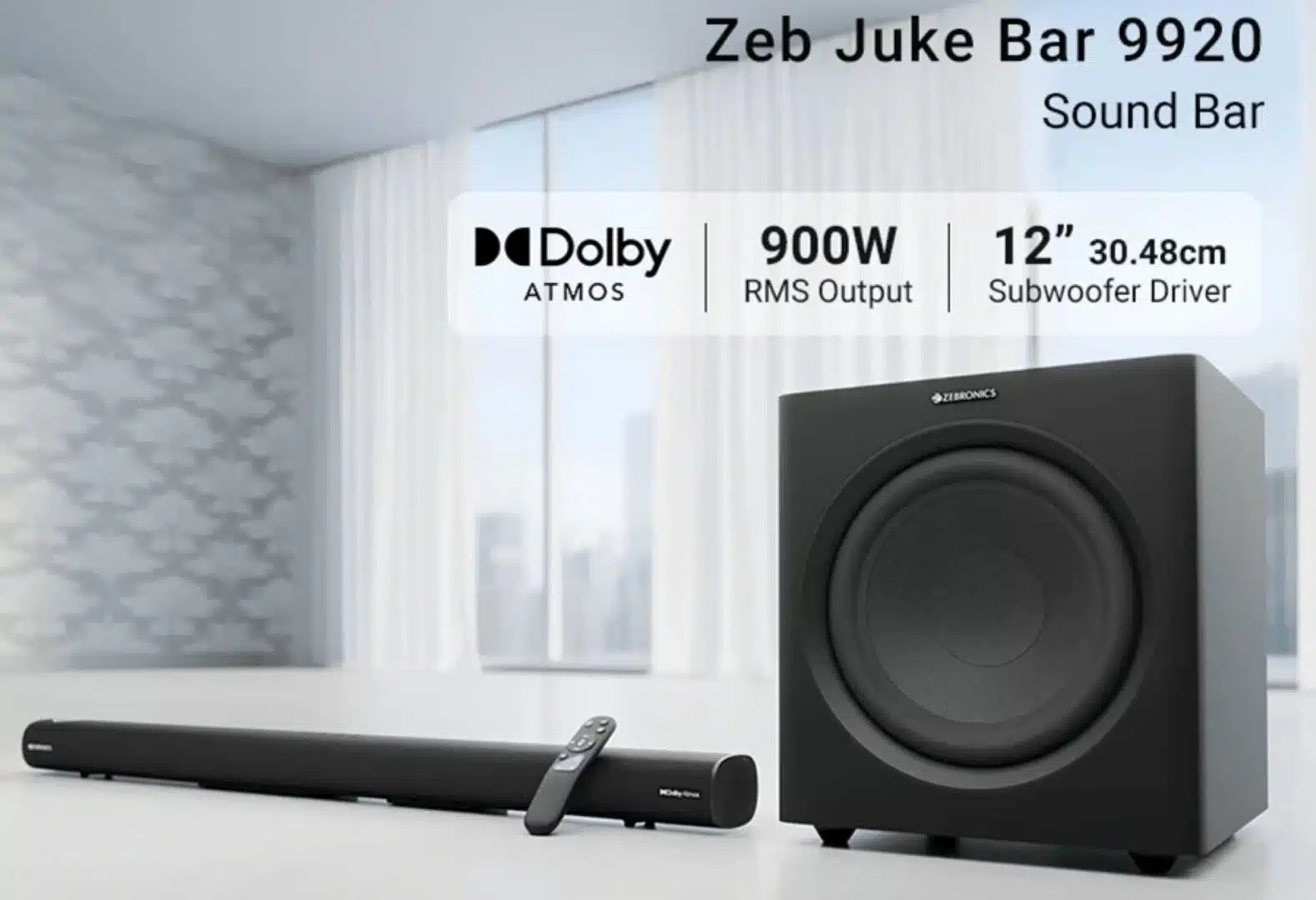 Zebronics launches Juke Bar 9920 soundbar with 900W output and Dolby Atmos