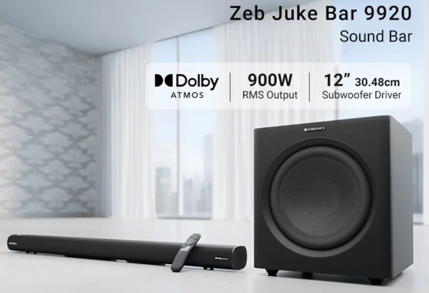 Zebronics launches Juke Bar 9920 soundbar with 900W output and Dolby Atmos