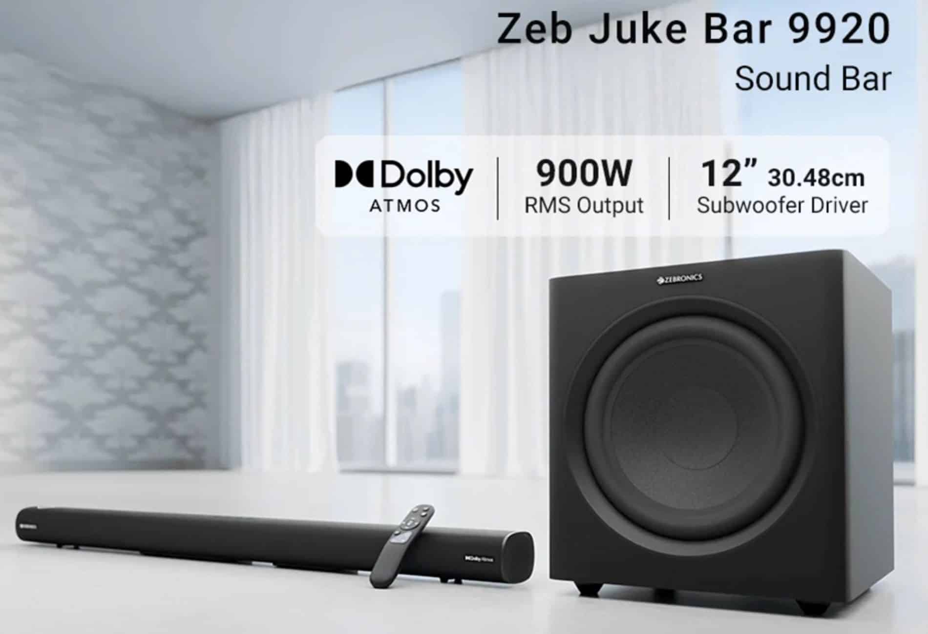 Zebronics launches Juke Bar 9920 soundbar with 900W output and Dolby Atmos