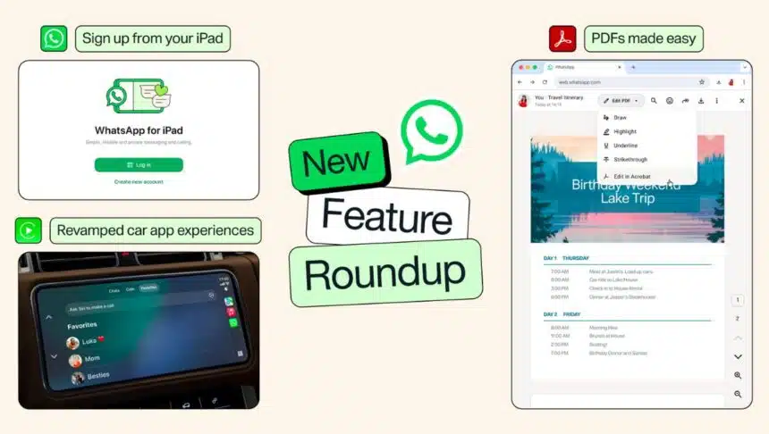 Meta Rolls Out Direct iPad Registration, Vehicle Screen Calling, and PDF Tools on WhatsApp