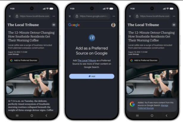 Google Lets Publishers Add Preferred Sources Button to Reclaim Search Traffic