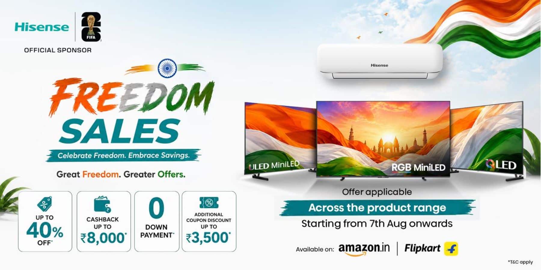 Hisense India and Toshiba TV Announce Up to 40 Percent Discount for Freedom Sales