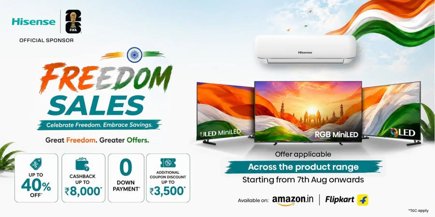 Hisense India and Toshiba TV Announce Up to 40 Percent Discount for Freedom Sales