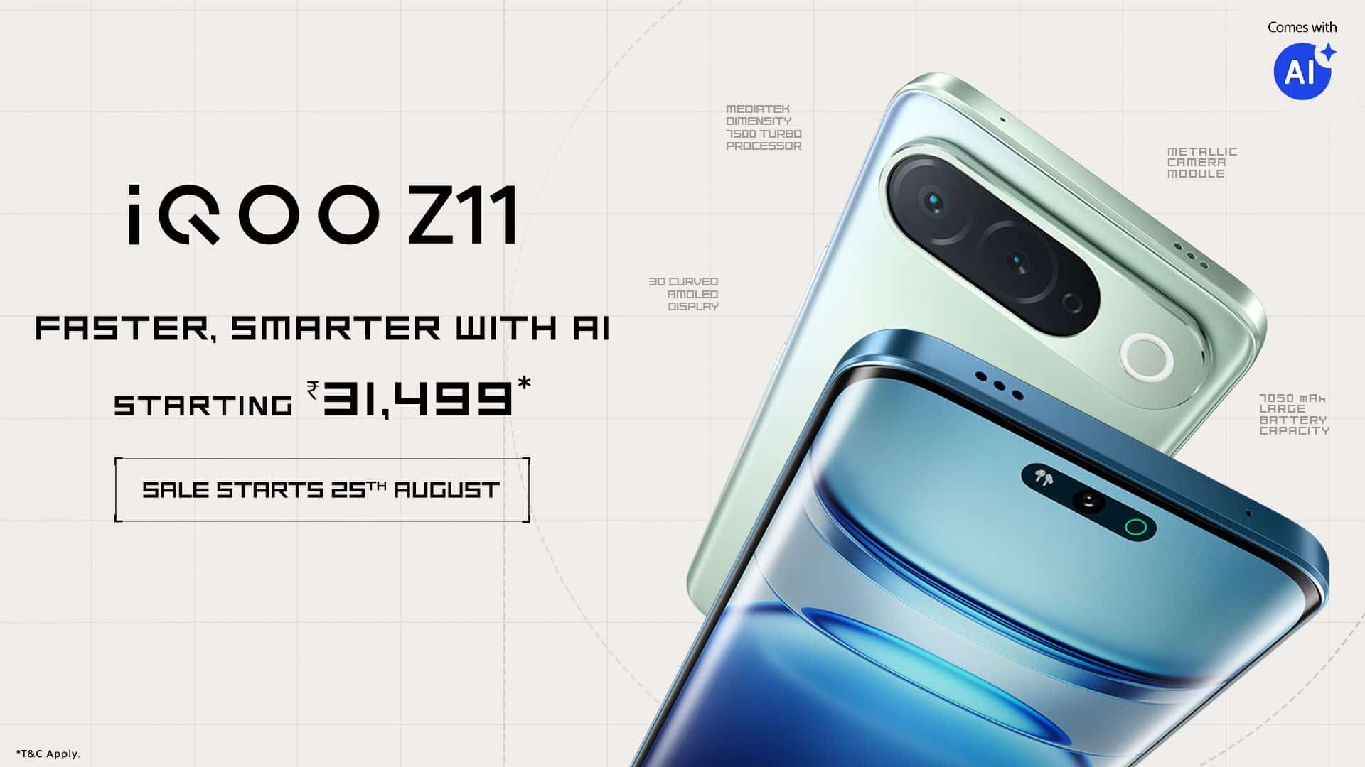iQOO Z11 Launches in India with MediaTek Dimensity 7500 Turbo and 7050mAh Battery