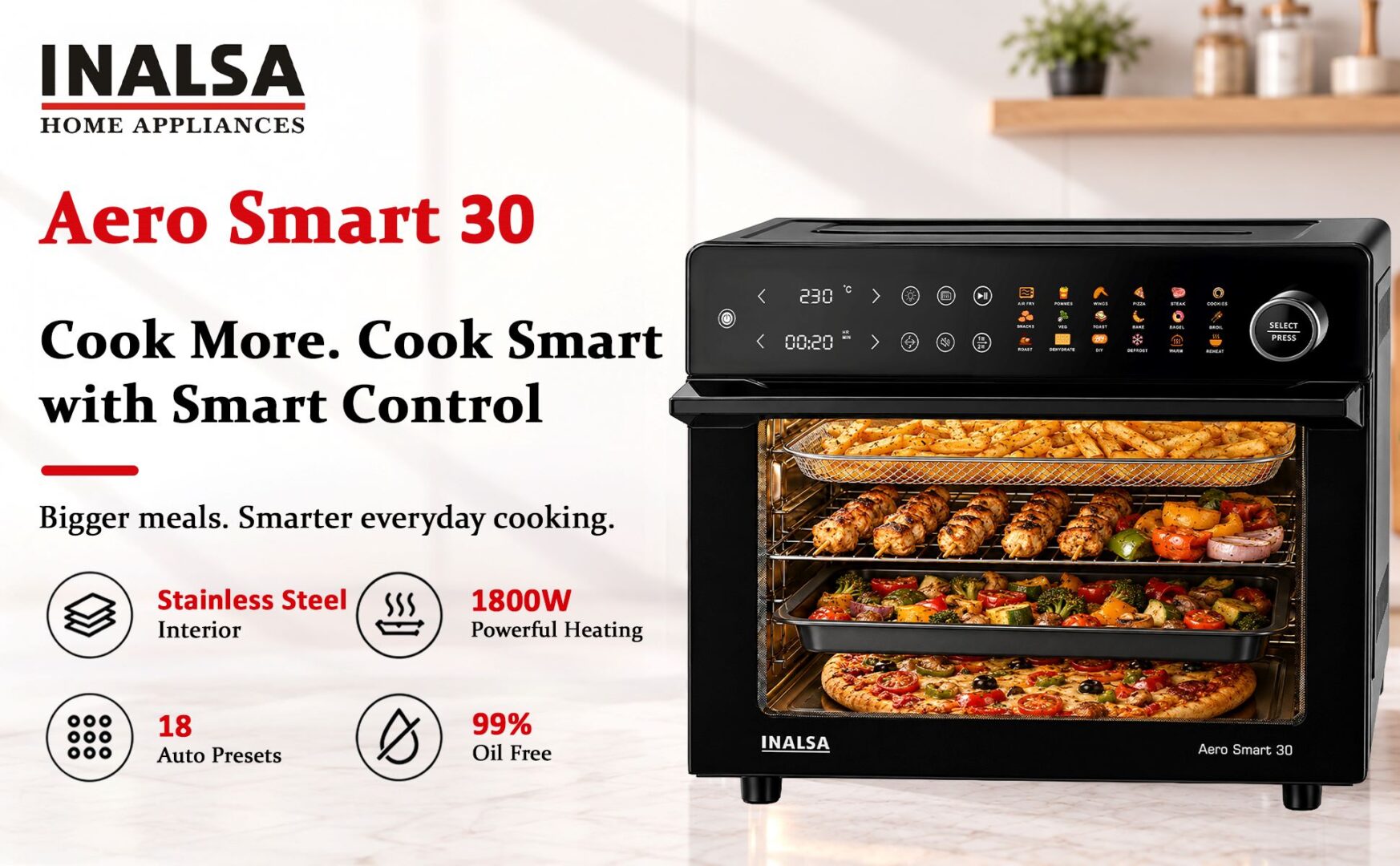 INALSA Introduces Aero Smart 30 Air Fryer Oven with Dual Cook Feature in India 1 INALSA Introduces Aero Smart 30 Air Fryer Oven with Dual Cook Feature in India