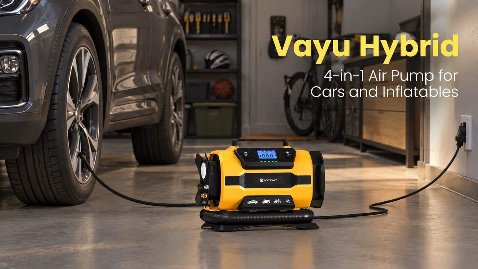 Portronics Launches Vayu Hybrid 4-in-1 Tyre Inflator in India
