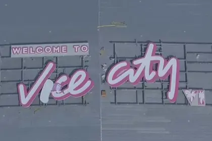 Rockstar Games Installs Welcome to Vice City Sign at Miami Kaseya Center for GTA VI Promotion