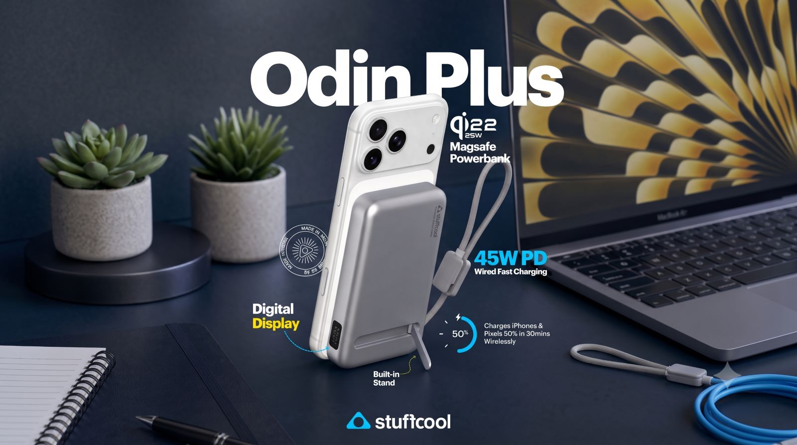 Stuffcool Launches Odin Plus 10000mAh Magnetic Powerbank with 25W Qi2.2 and 45W Wired Charging